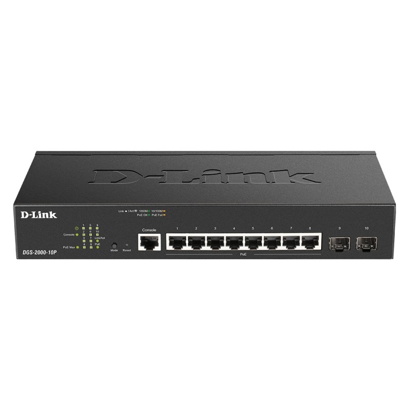 D-Link DGS-2000-10P network switch Managed L2/L3 Gigabit Ethernet (10/100/1000) Power over Ethernet (PoE) 1U Black